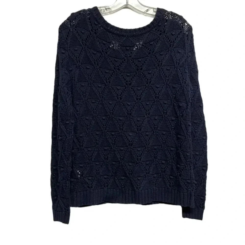 Women's Tommy Hilfiger‎ Navy Blue Chunky Preppy Pullover Sweater Size Medium (M)